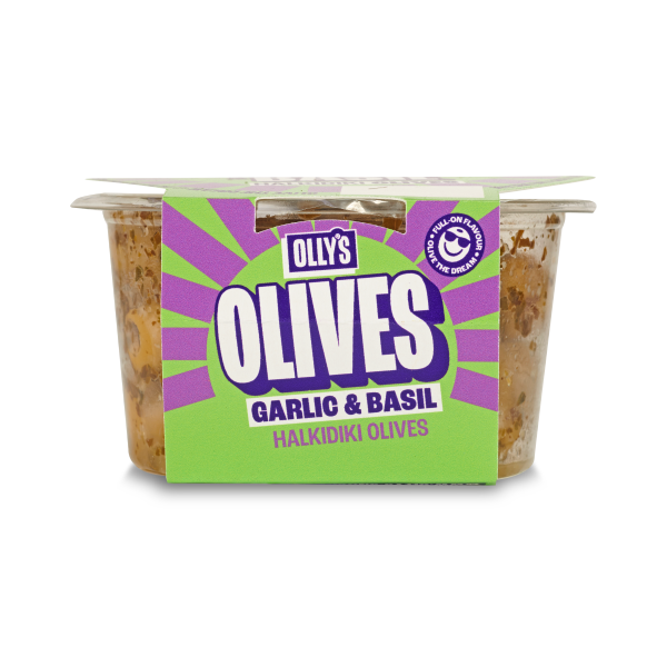 Olly's Garlic & Basil Halkidiki Olives 200g