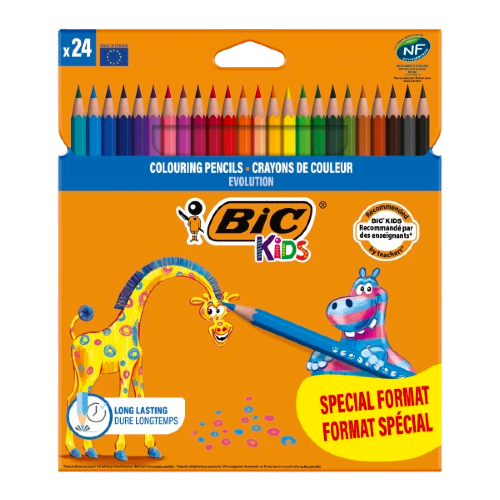 Etui 24 BIC® Kids Evolution® ECOlutions® assortie - SPECIAL FORMAT