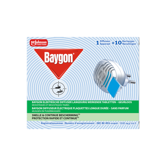 Baygon Diffuseur électrique Longue Durée - Moustiques & Moustiques Tigres - 10 Dosages