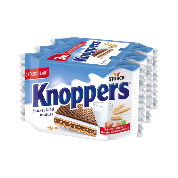 Knoppers Gaufrettes Lait Noisette x3 75g
