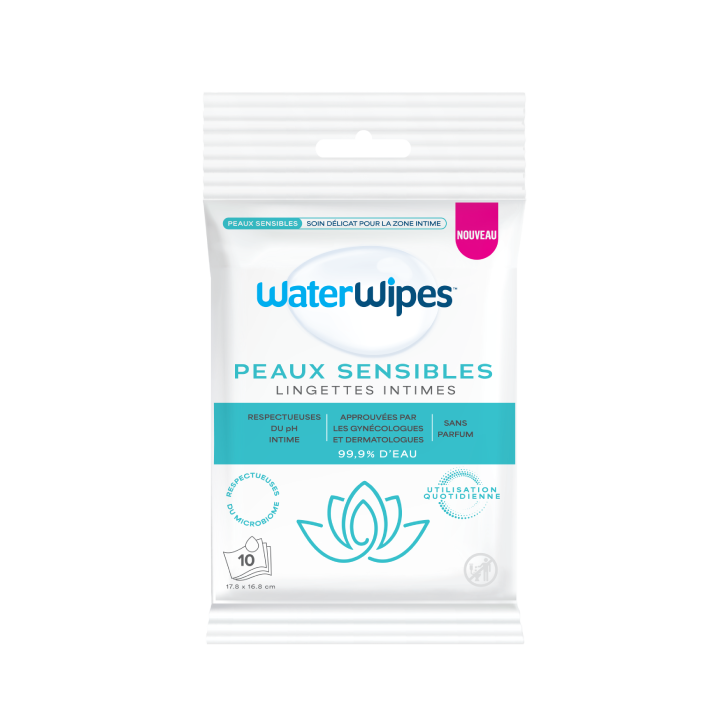 Waterwipes Lingettes intimes peaux sensibles x10