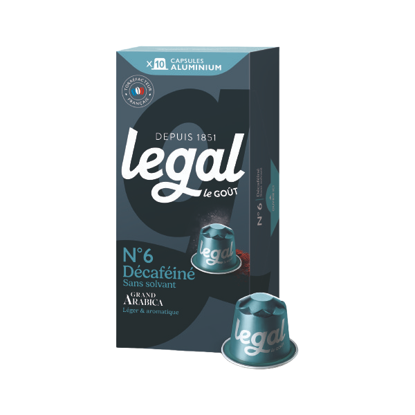 Legal Décaféiné sans solvant N°6 - capsules aluminium x10
