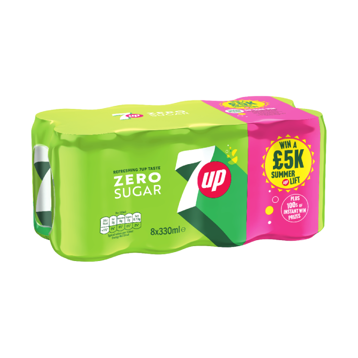 7UP Zero Sugar Lemon & Lime Cans 8 x 330ml