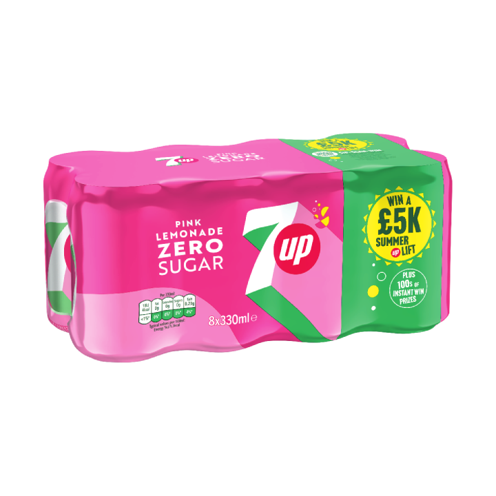 7UP Zero Sugar Pink Lemonade Cans 8 x 330ml