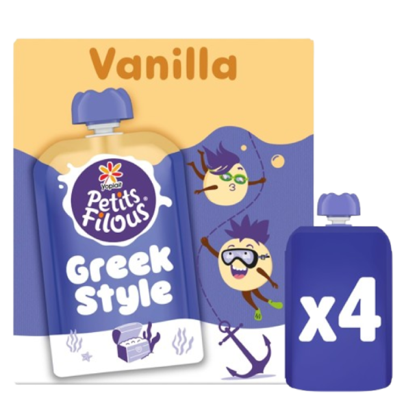 Petits Filous Greek Style Vanilla Yogurt Pouch 4x85g
