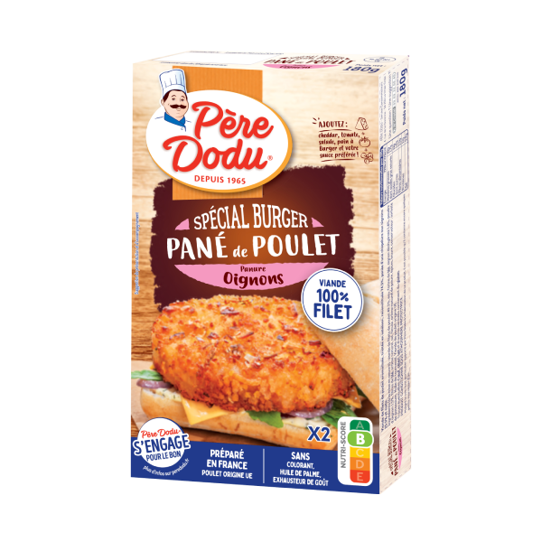 Panés de poulet spécial burger - panure oignons