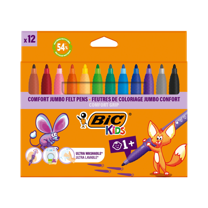 BIC® Jumbo Comfort Felt Pens - 12 Colors