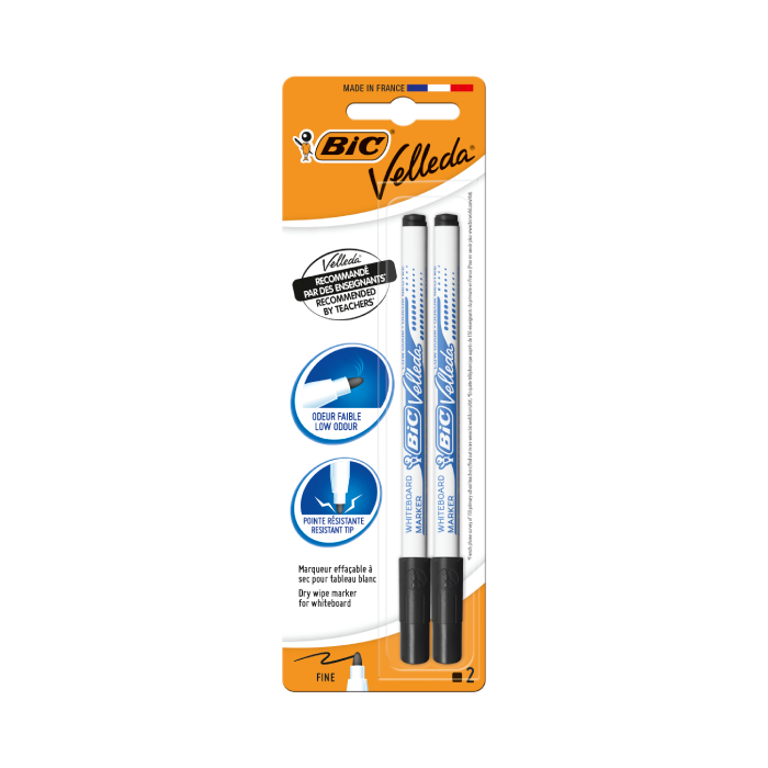 BIC® Velleda® 1721 Whiteboard Markers Black - Pack of 2