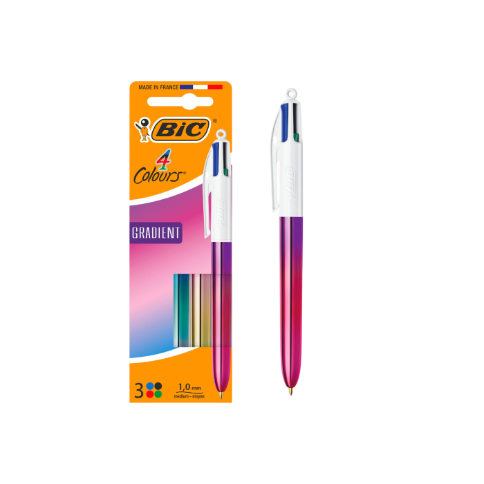 BIC® 4 Colours Gradient Ballpoint Pens - Pack of 3