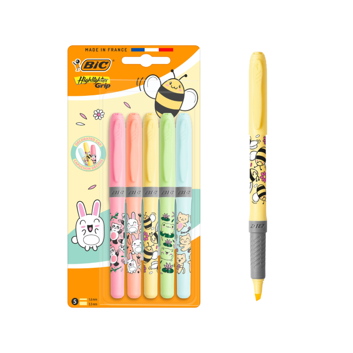 BIC® Highlighter Grip - 5 Highlighter