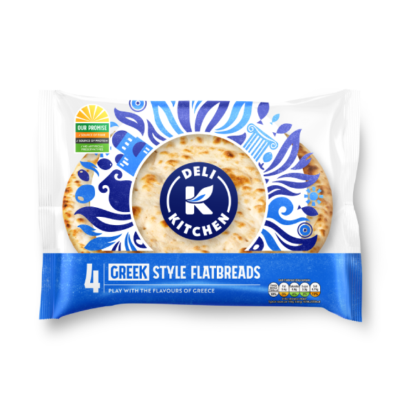 Deli Kitchen Greek Style Plain Flatbreads 4 Pack 320g