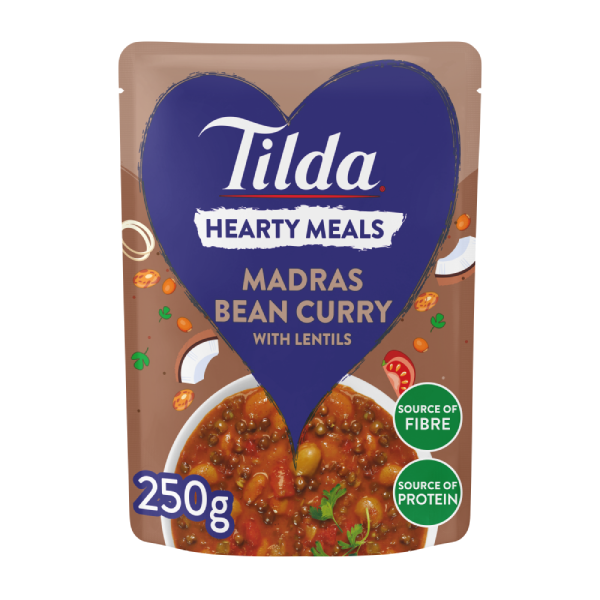 Tilda Hearty Meals Madras Bean Curry Pulses and Vegetables 250g