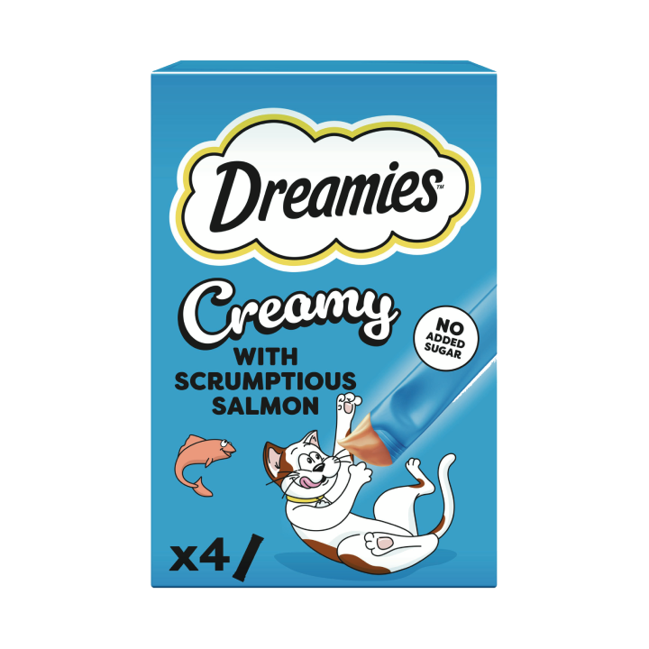 DREAMIES™ Creamy Snack Cat & Kitten Treat with Salmon Flavour 4 x 10g