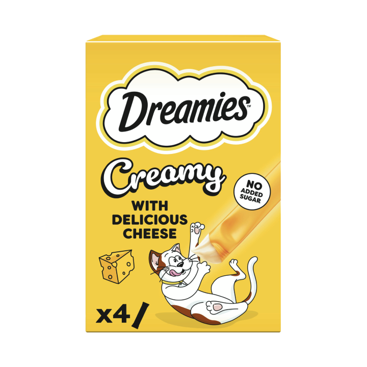 DREAMIES™ Creamy Adult Cat & Kitten Treats with Delicious Cheese 4x10g
