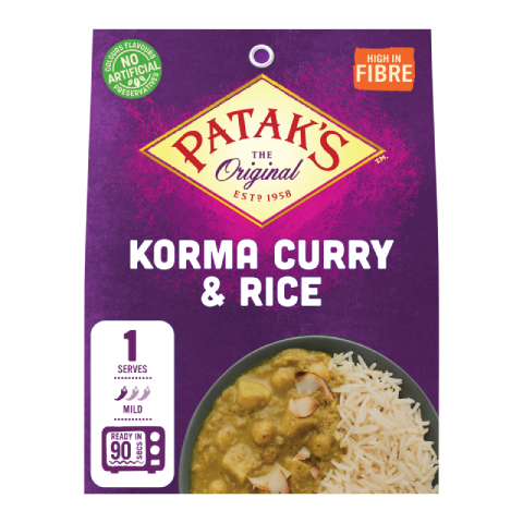 Patak's Korma Curry & Rice Ready Meal Kit