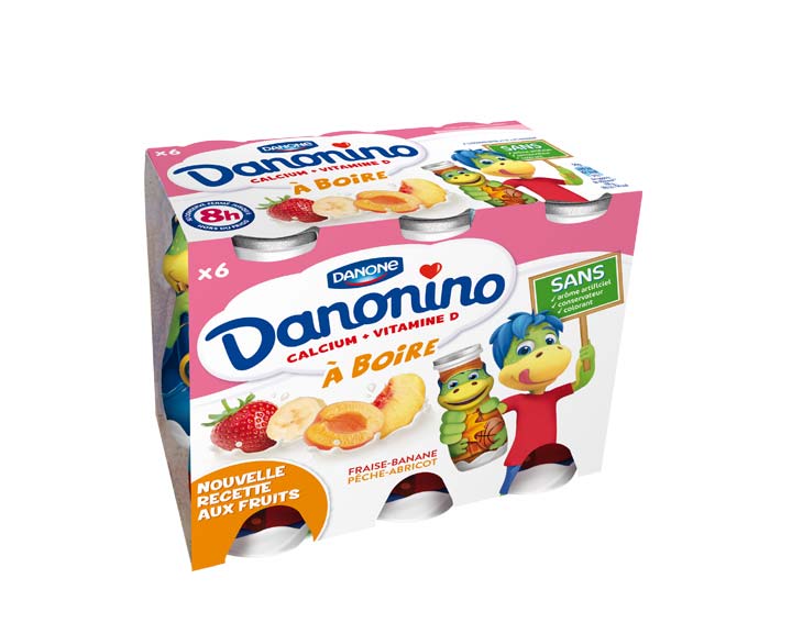 Danonino à boire 
Fraise-Banane et Pêche-Abricot 6x100g