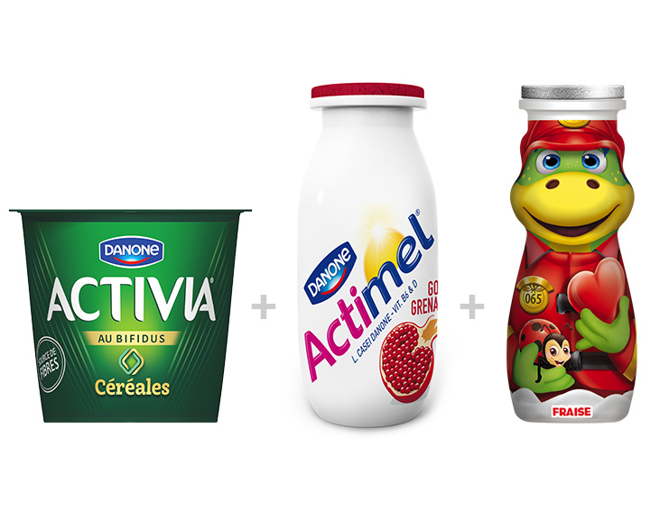 1 Activia + 1 Actimel + 1 Danonino