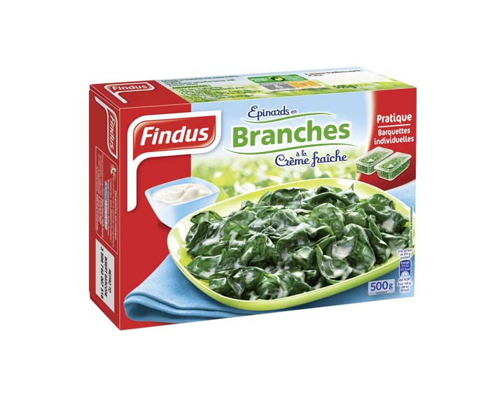 Épinards en branches à la crème fraîche, 500g