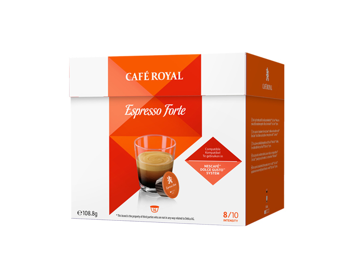 Capsules Espresso Forte
compatibles avec Nescafé®* Dolce Gusto®*