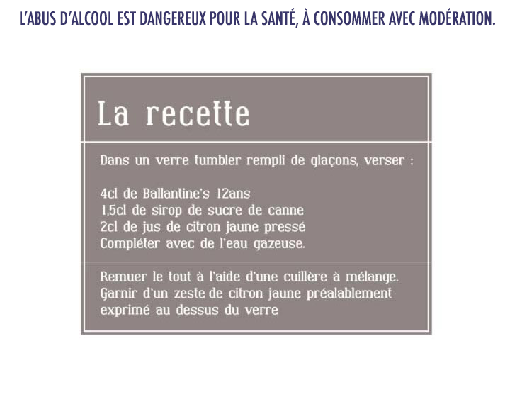 Découvrez le cocktail Ballantine’s 12 ans Collin’s