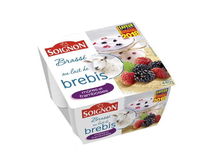 Yaourt brassé mûres et framboises au lait de brebis