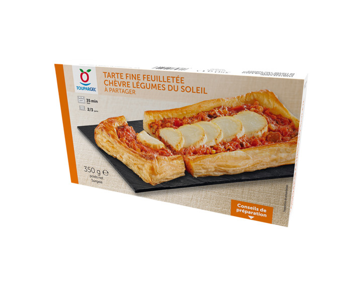 Tarte fine feuilletée chèvre légumes du soleil