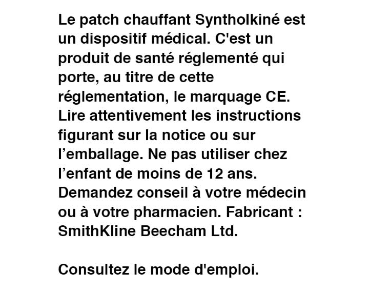 Syntholkiné Patch chauffant 
Petit format