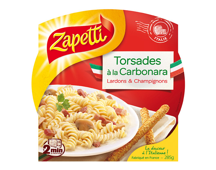 Torsades à la Carbonara Lardons et Champignons