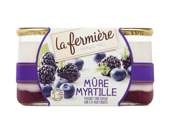 Yaourt onctueux sur lit de mûre myrtille