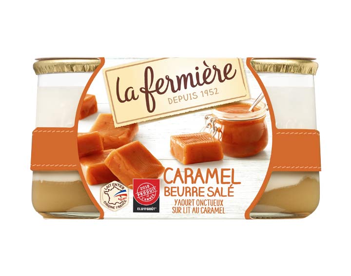 Yaourt onctueux sur lit au caramel beurre salé