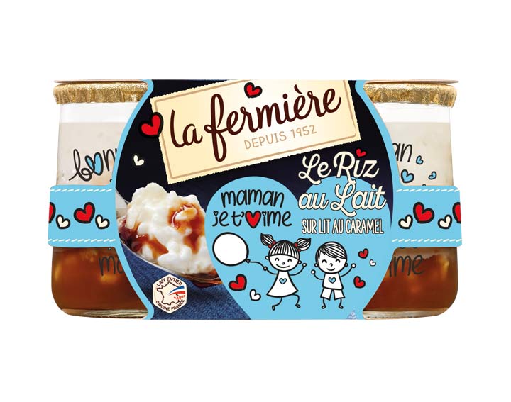 Riz au lait sur lit au caramel