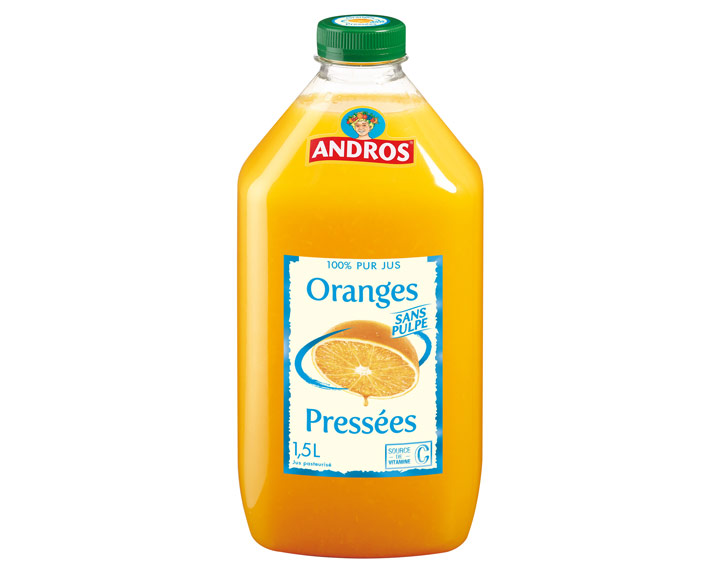 100% pur jus d'Oranges sans pulpe 1,5L
