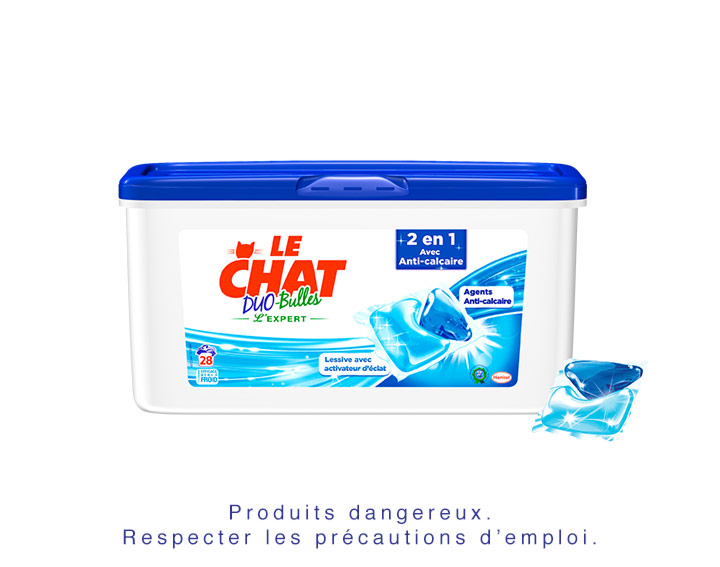 Le Chat Duo-Bulles 2en1 avec Anti-calcaire - 28 doses