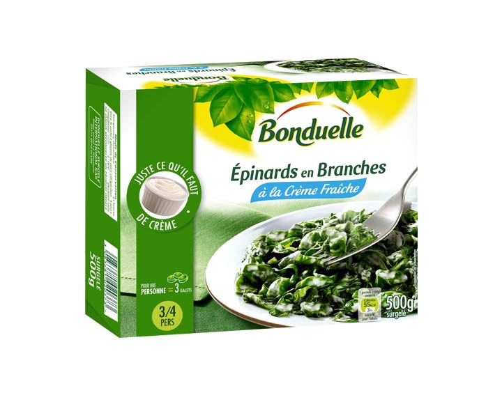 Epinards en Branches à la Crème Fraîche 500g