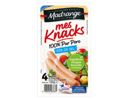 Knacks 100% Pur Porc Sel réduit - 132g (x4)