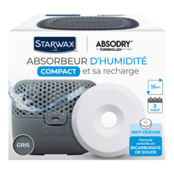 Absorbeur d'humidité compact et sa recharge 15m²