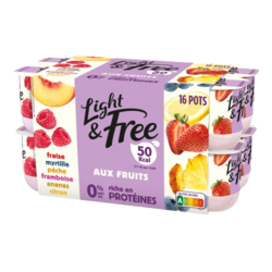 Yaourt ANANAS/CITRON/FRAISE/FRAMBOISE/MYRTILLE/PECHE x16