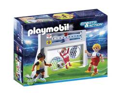 Cage de tir au but avec footballeurs 