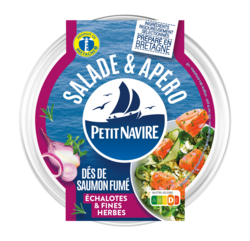 Dés de saumon fumé échalotes & fines herbes