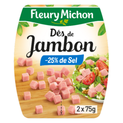 Dés de Jambon -25% de sel 2x75g