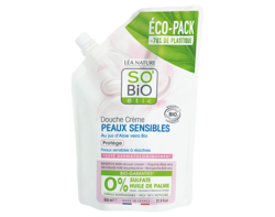 Ecopack Douche crème peaux sensibles, au jus d'Aloe vera bio, 650ml