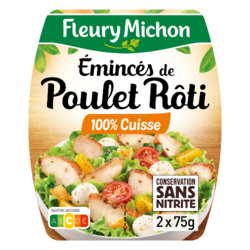 Émincés de Poulet Rôti 100% Cuisse Conservation Sans Nitrite 2x75g