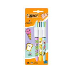 BIC® 4 Colours Kawaii Ballpoint Pens - Pack of 3