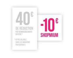 40€ de réduction en différé dans les magasins participants + réduction Shopmium 10€ = 50€ de remises
