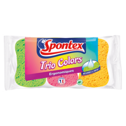 Eponge Trio Color x3, polyvalente et maniable