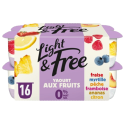 Yaourt ANANAS/CITRON/FRAISE/FRAMBOISE/MYRTILLE/PECHE x16