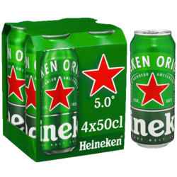 Heineken bière blonde canettes 4x50cl 5°
