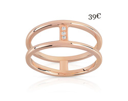 BAGUE DE PHALANGE en plaqué or rose agrémentée de zirconias.