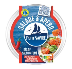 Dés de saumon fumé pavot & piment d’espelette