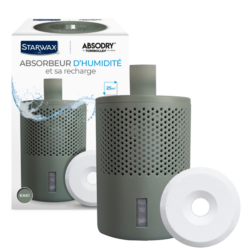 Absorbeur d'humidité kaki et sa recharge 25m²